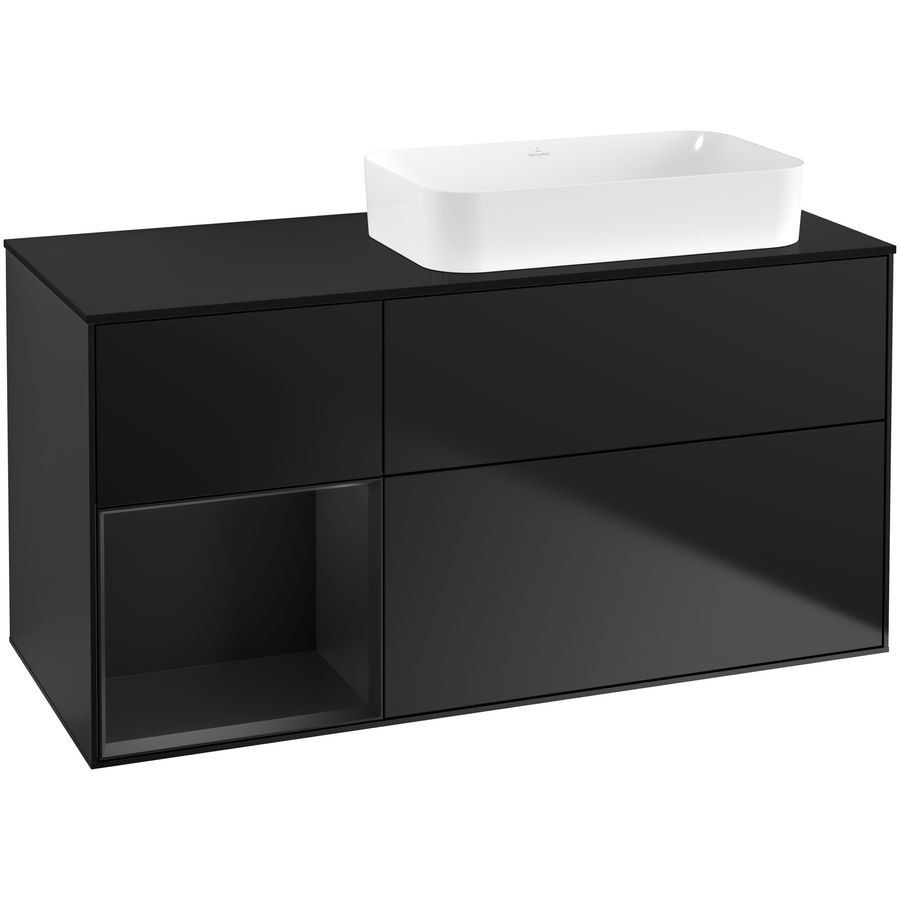 Wastafelonderkast Finion 1200x603x501mm Black Matt Lacquer F682PDPD
