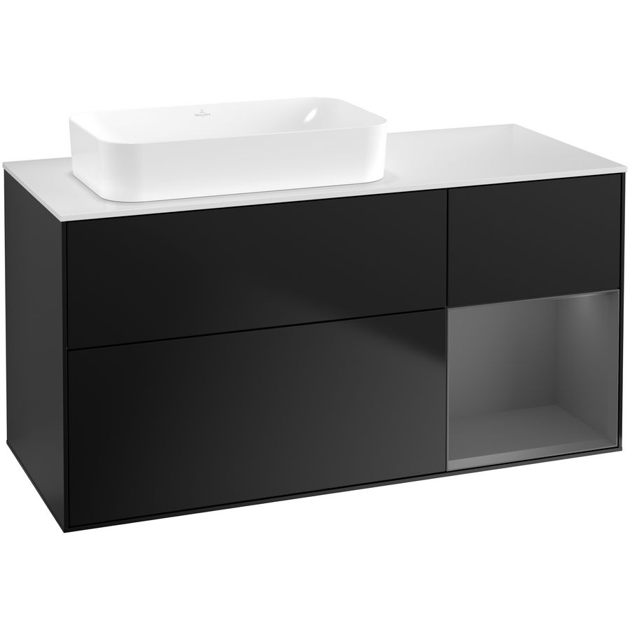 Wastafelonderkast Finion 1200x603x501mm Black Matt Lacquer F691GKPD
