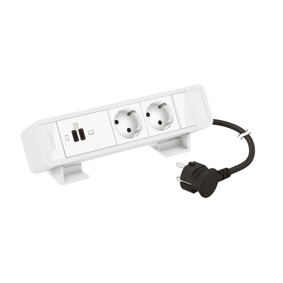 Bureaublok wit -2 contactdoos+1 USB C+C 63W