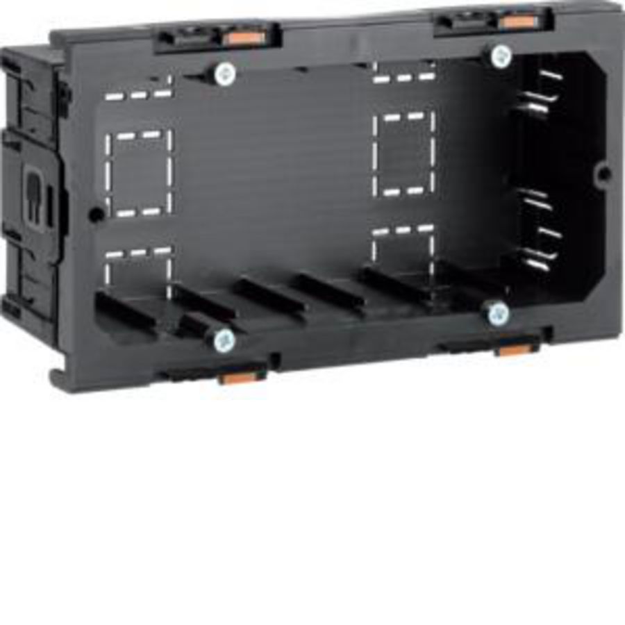 Inbouwdoos 2-voudig 64x142x47 mm frontmontage zwart