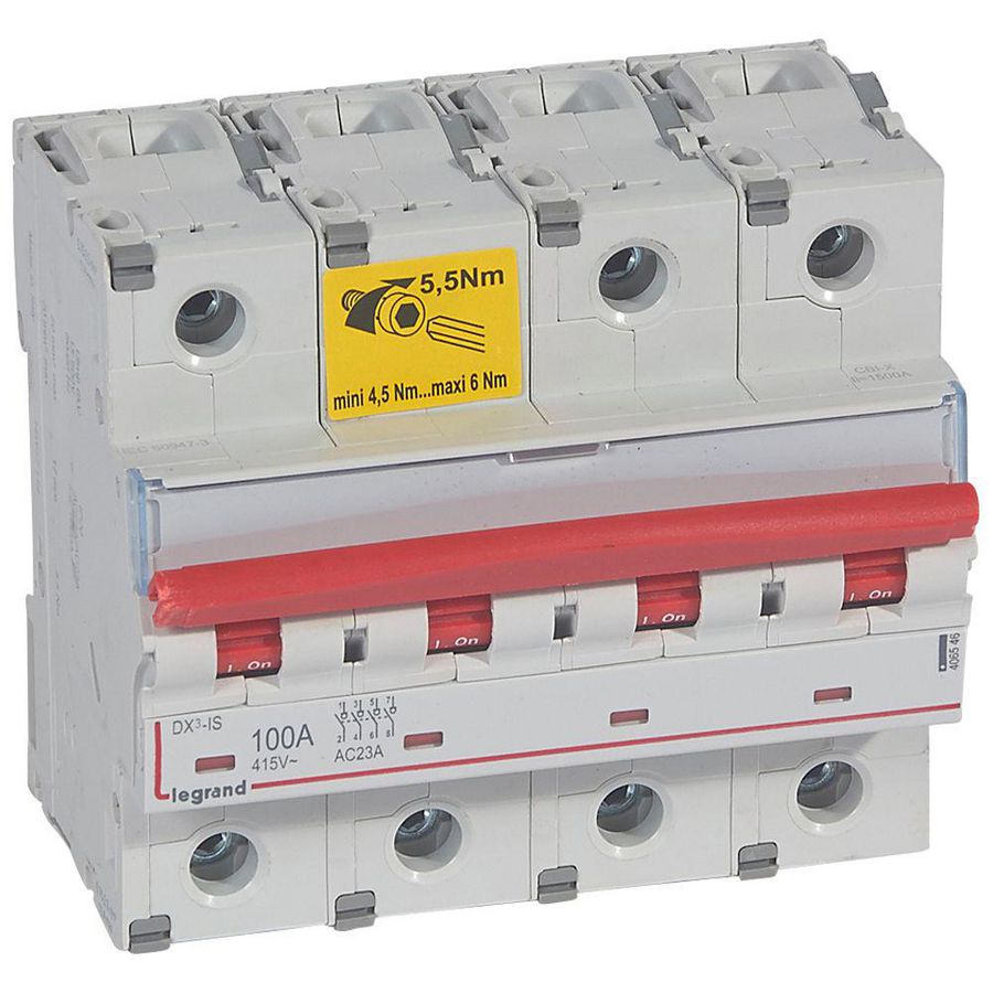 Lastschakelaar DX3 4-polig 100A rode hendel