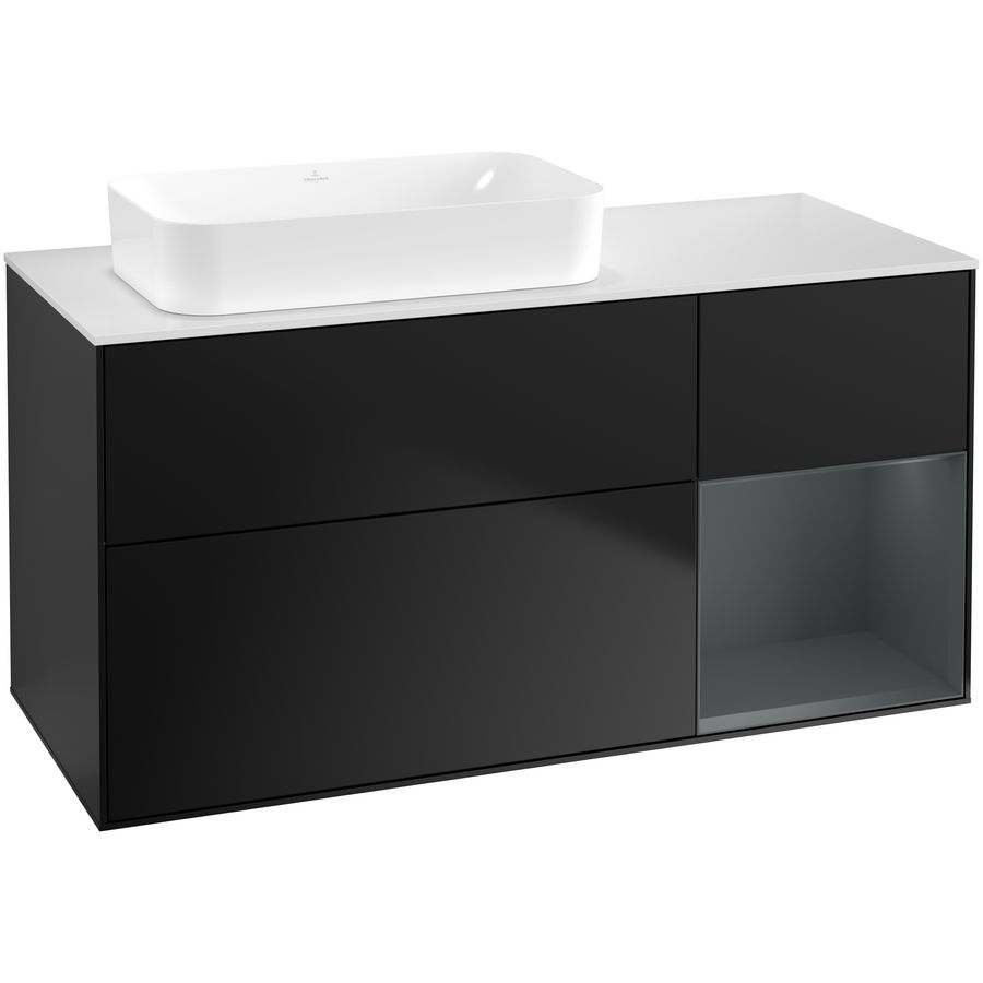 Wastafelonderkast Finion 1200x603x501mm Black Matt Lacquer F691HGPD
