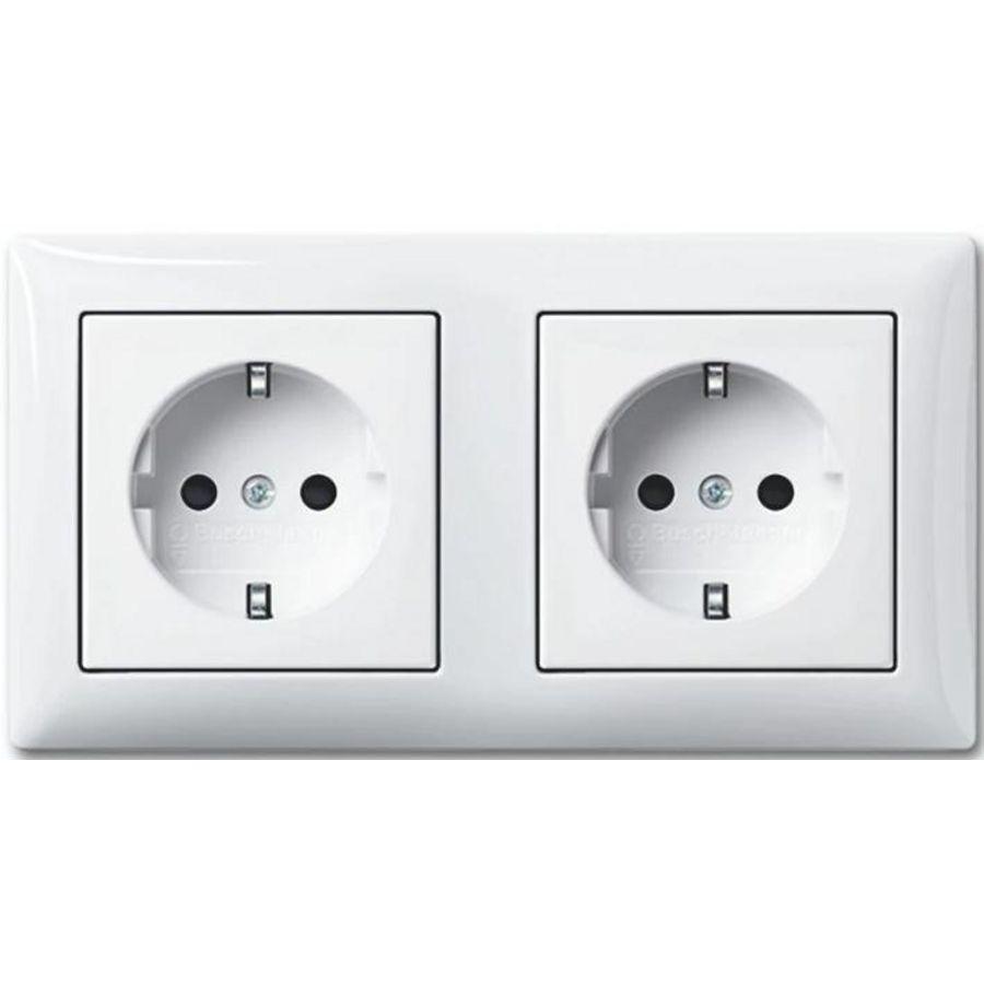 Wandcontactdoos randaarde dubbel hor m raam inbouw SI-B alpin wit (20-2 EUCJ-914-503)