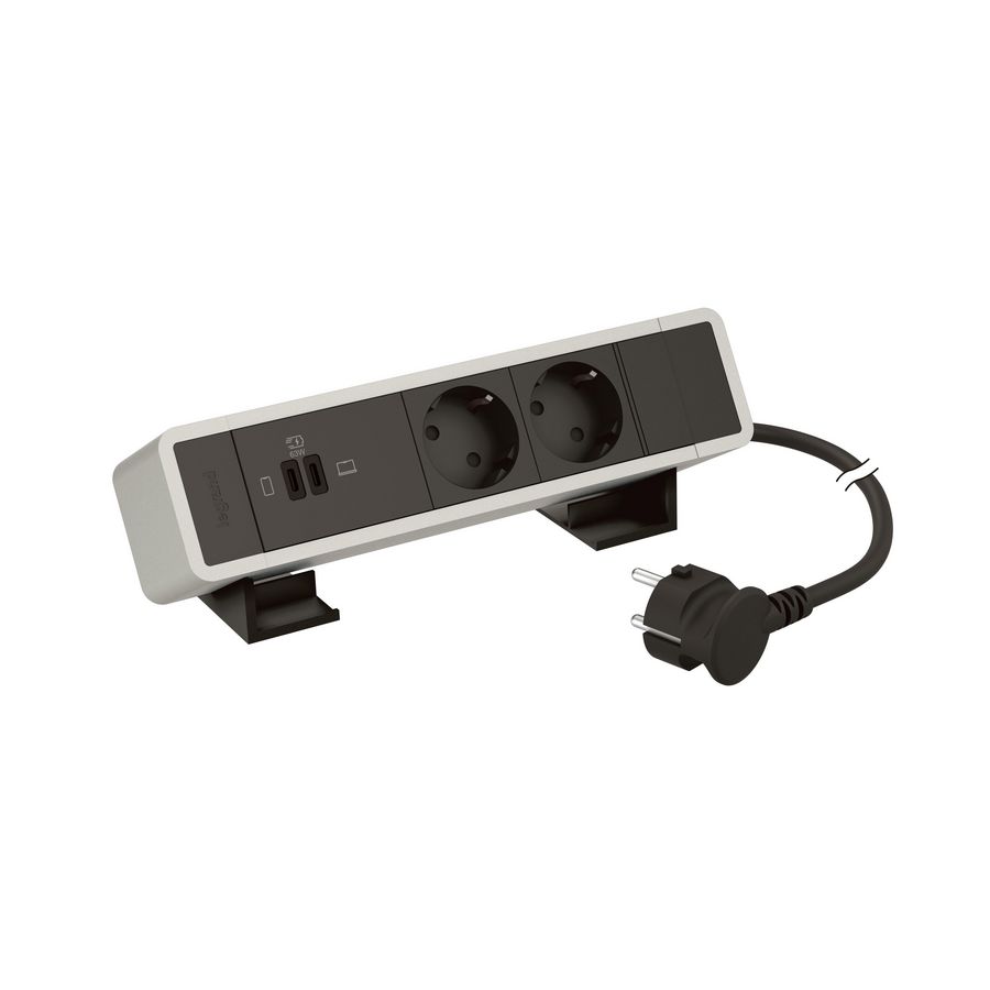 Bureaubok a.zwrt-2contactdoos+1 USB C+C 63W