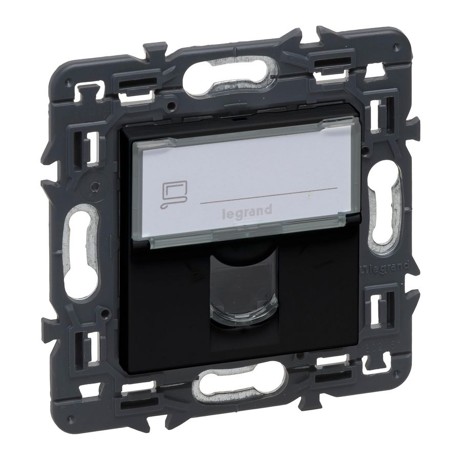 Wandcontactdoos RJ45 UTP Cat. 6 vol.app. zwart Valena Next