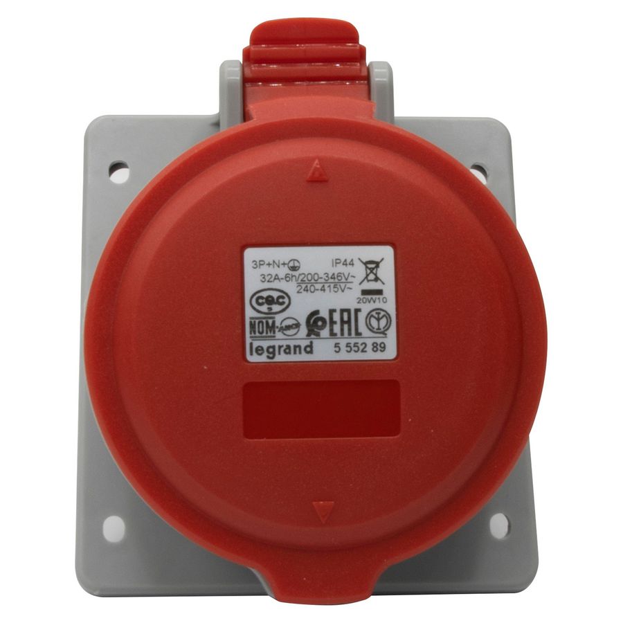 Inbouw WCD 400V 32A 5P IP44 kunstst. rood 555289 P17