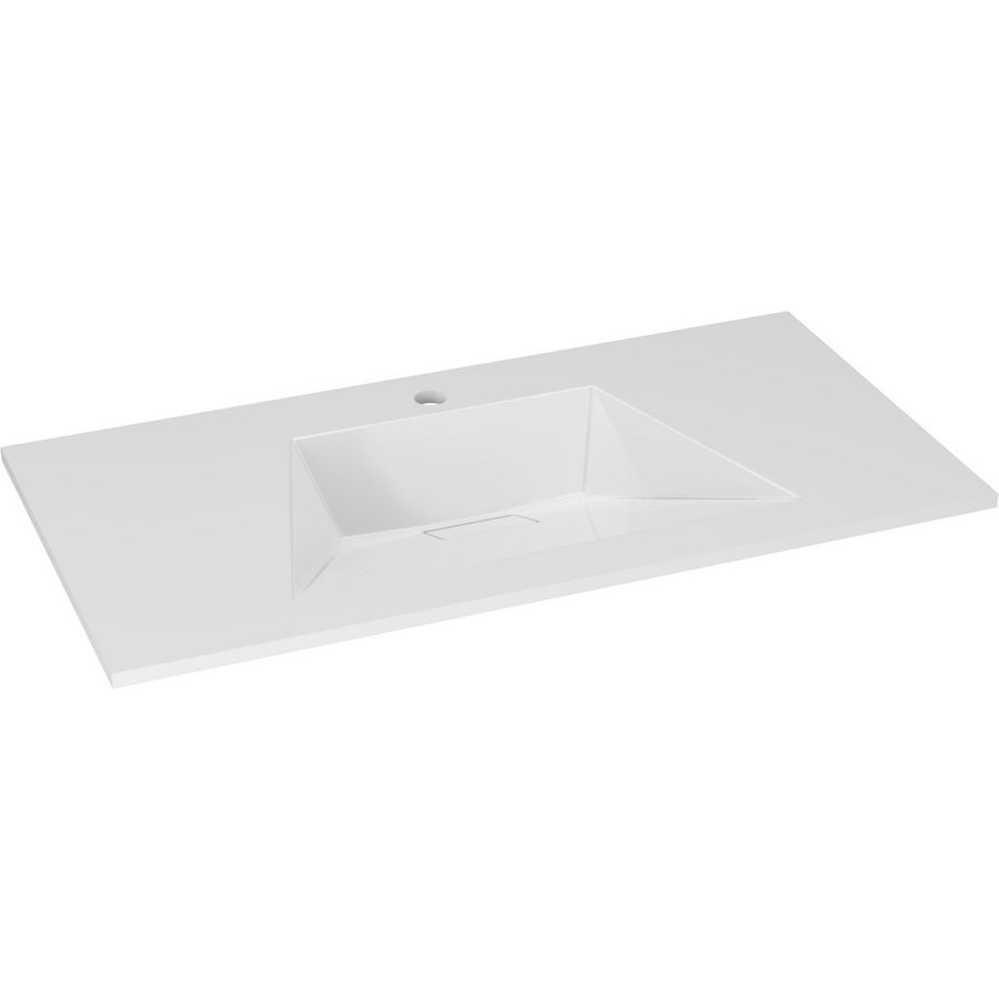 Meubelwastafel DESIGNO 90cm kunstmarmer wit 1x kraangat