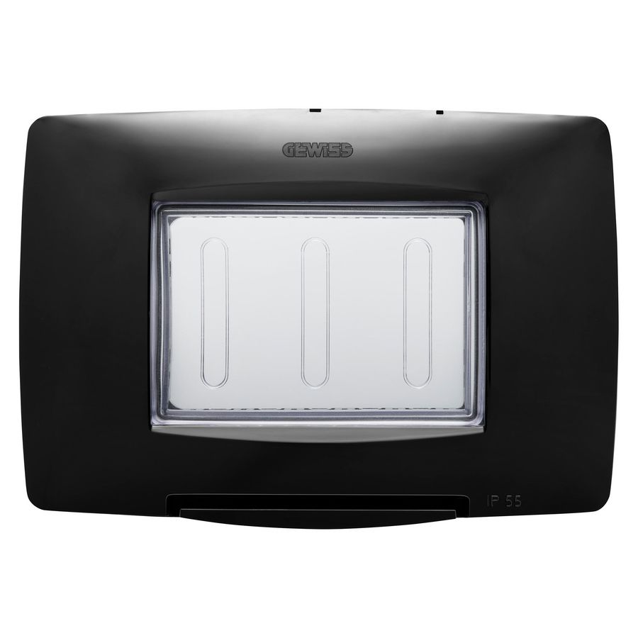 WATERDICHTE PLAAT ITALIAANSE STANDAARD-3 GANG IP55-ZWART-CHO