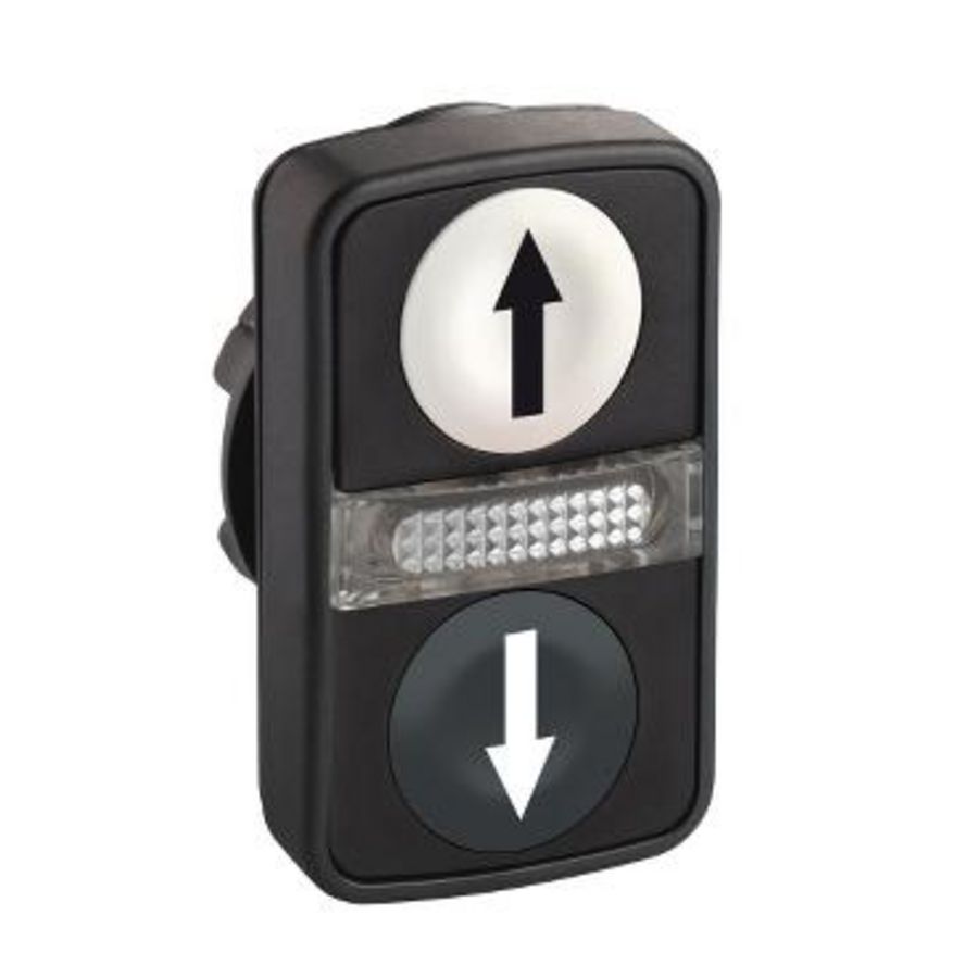 Dubbele kop drukknop 22mm Pijl omlaag/omhoog Zwart