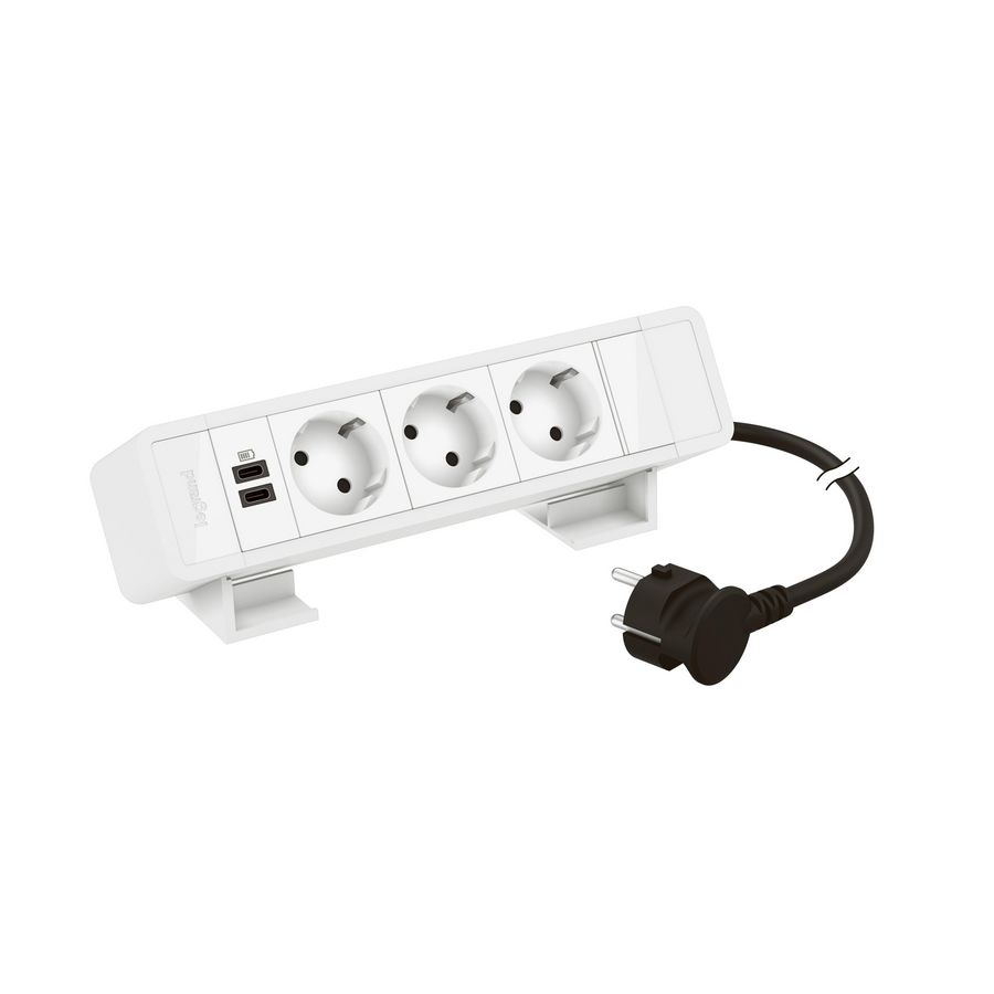 Bureaublok wit -3 contactdoos + 1 USB C+C