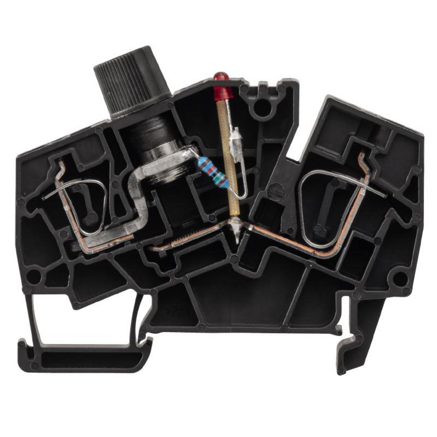 Zekeringsklem zwart 6mm² 10A 36V VVE=20