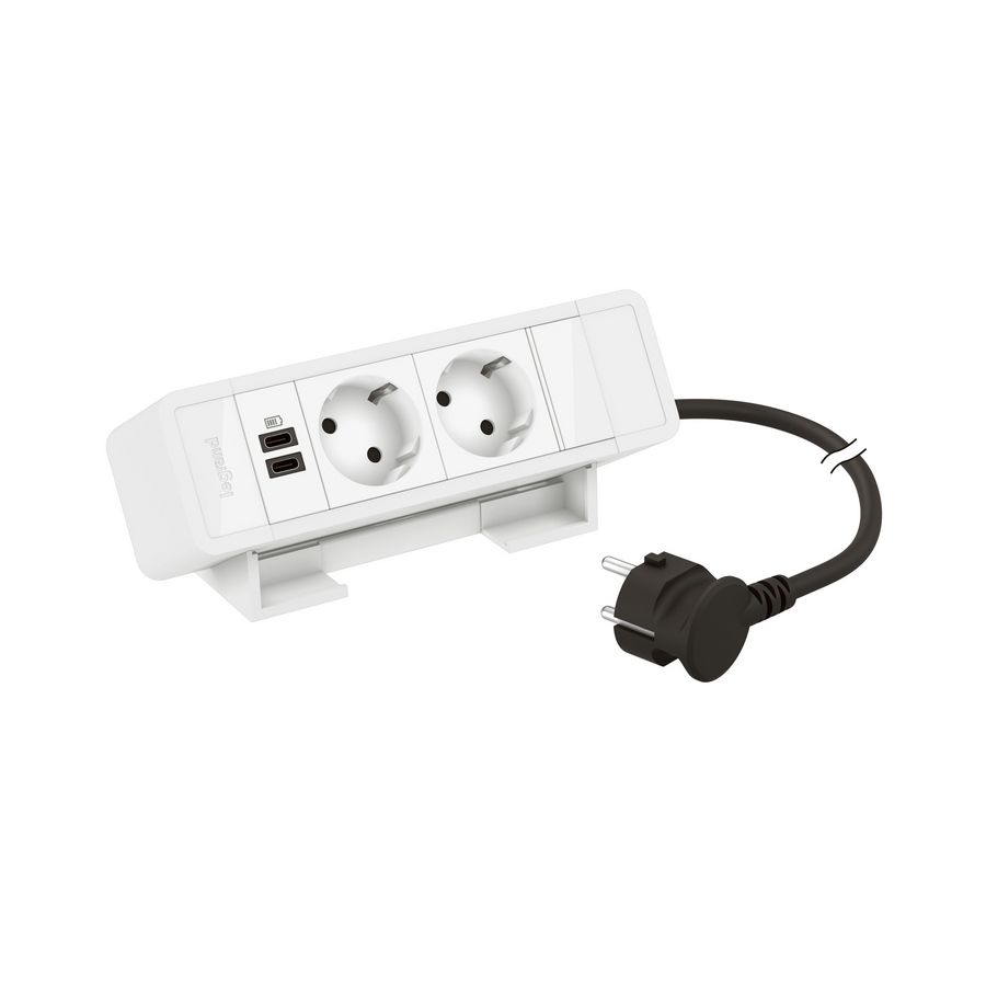 Bureaublok wit -2 contactdoos + 1 USB C+C