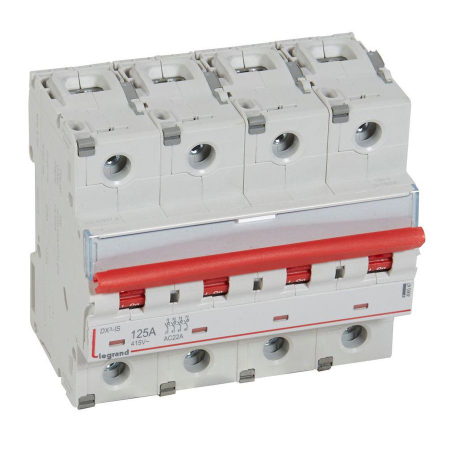 Lastschakelaar DX3 4-polig 125A rode hendel