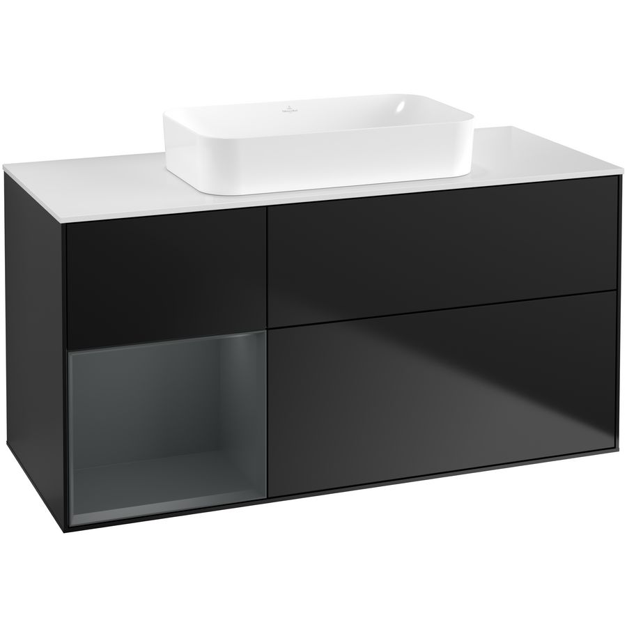Wastafelonderkast Finion 1200x603x501mm Black Matt Lacquer F701HGPD