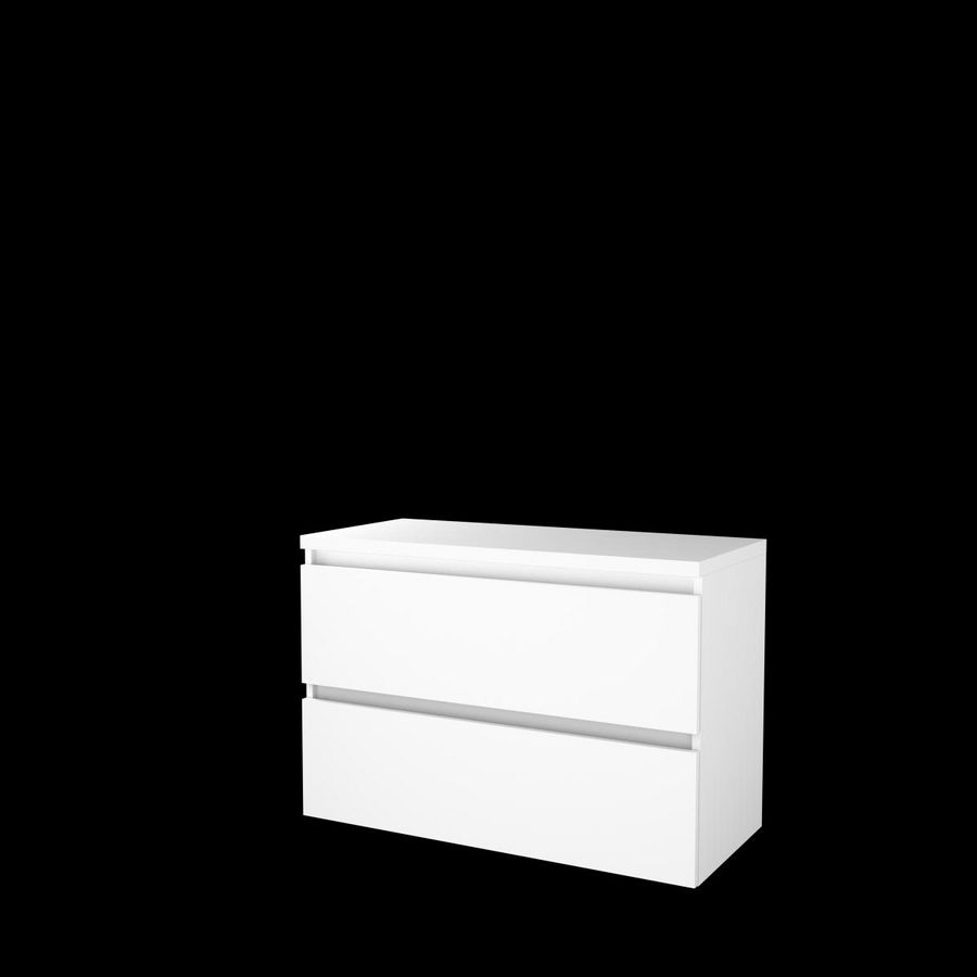 Set START-46 onderkast ice white 100cm greeploos 2x la tbv opbouwkom excl. afdekplaat (S46GL100TIW)