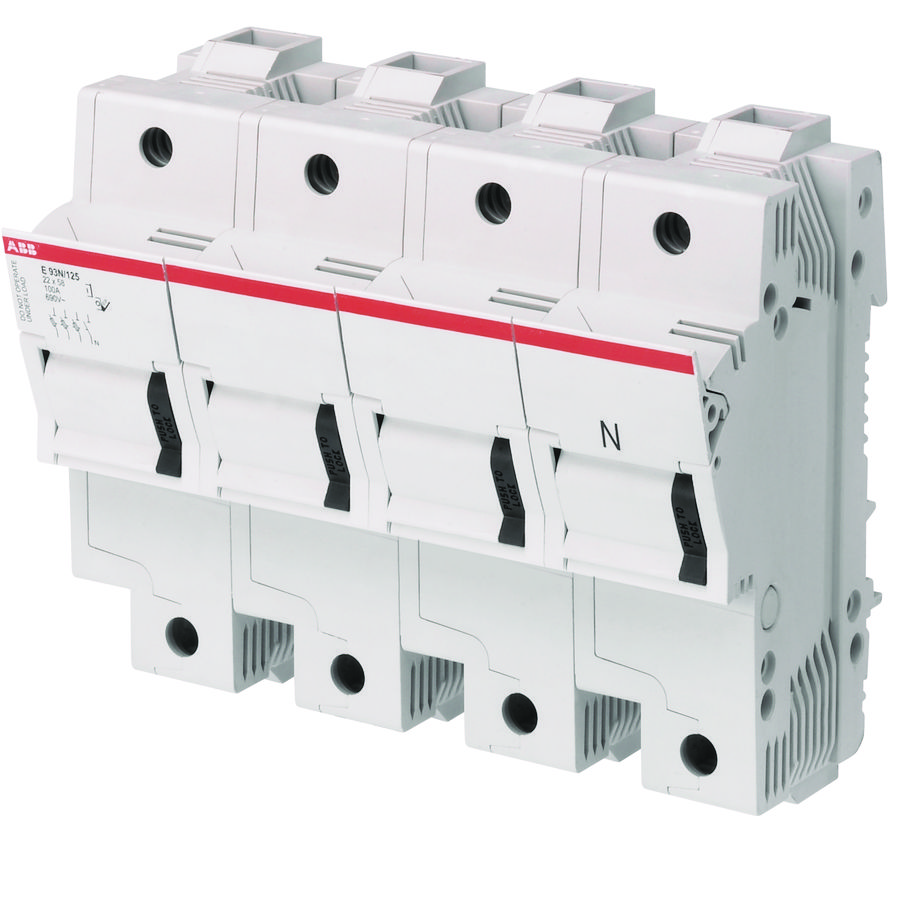 Zekeringhouder voor 22 x 58mm zekeringen 3p+N max 100A