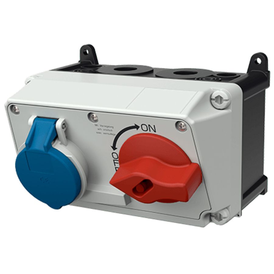 Wandcontactdoos 16A 3-polig  6H 230V IP44 AMAXX DUO