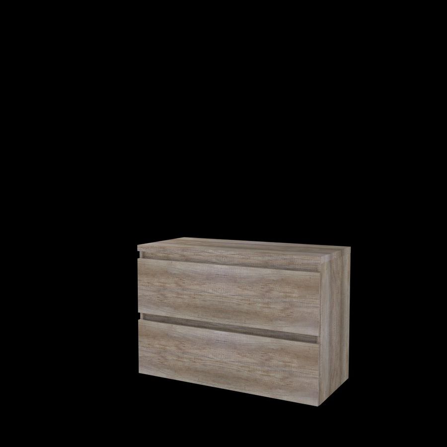 Set START-46 onderkast scotch oak 100cm greeploos 2x la tbv opbouwkom excl. afdekplaat (S46GL100TSO)