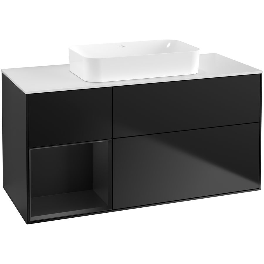 Wastafelonderkast Finion 1200x603x501mm Black Matt Lacquer F701PDPD