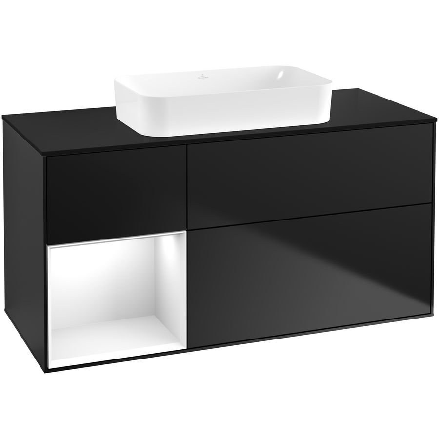 Wastafelonderkast Finion 1200x603x501mm Black Matt Lacquer F702GFPD