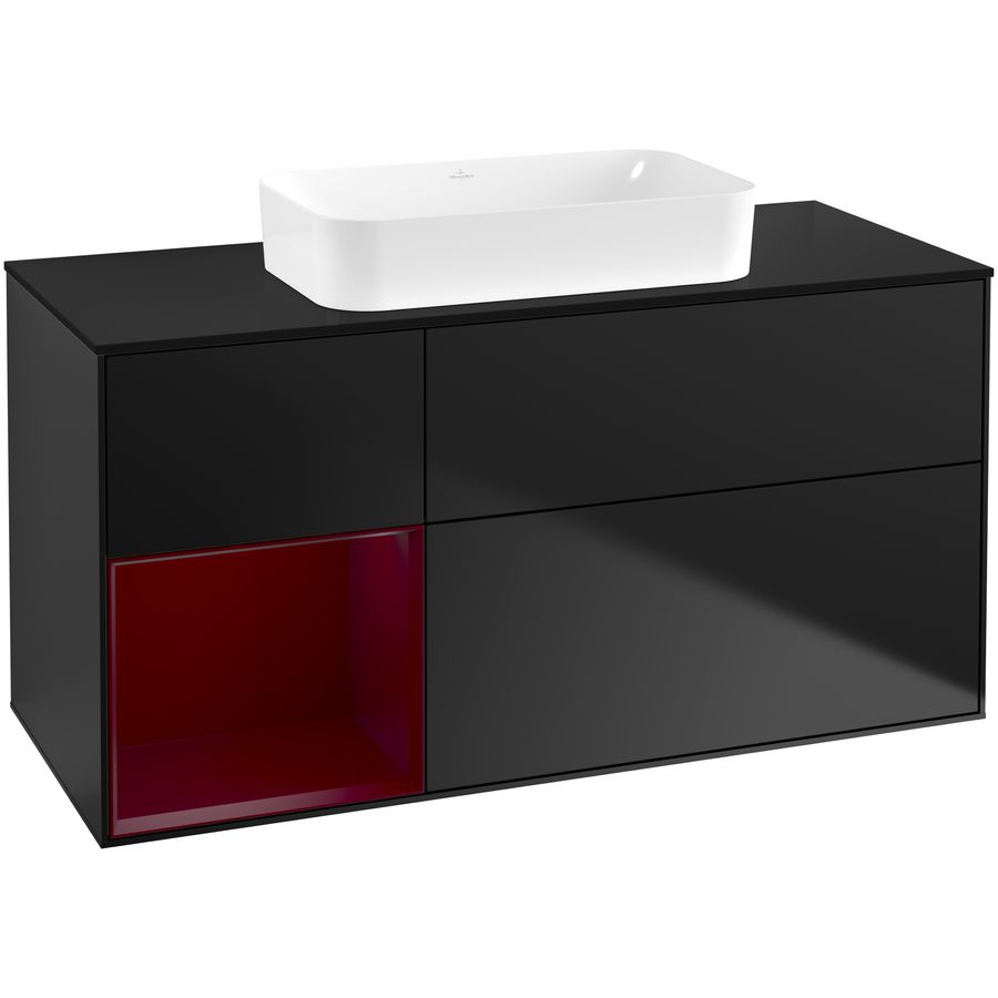 Wastafelonderkast Finion 1200x603x501mm Black Matt Lacquer F702HBPD