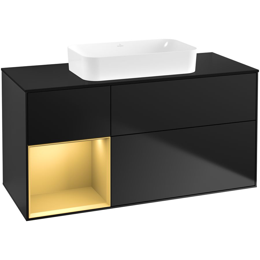 Wastafelonderkast Finion 1200x603x501mm Black Matt Lacquer F702HFPD