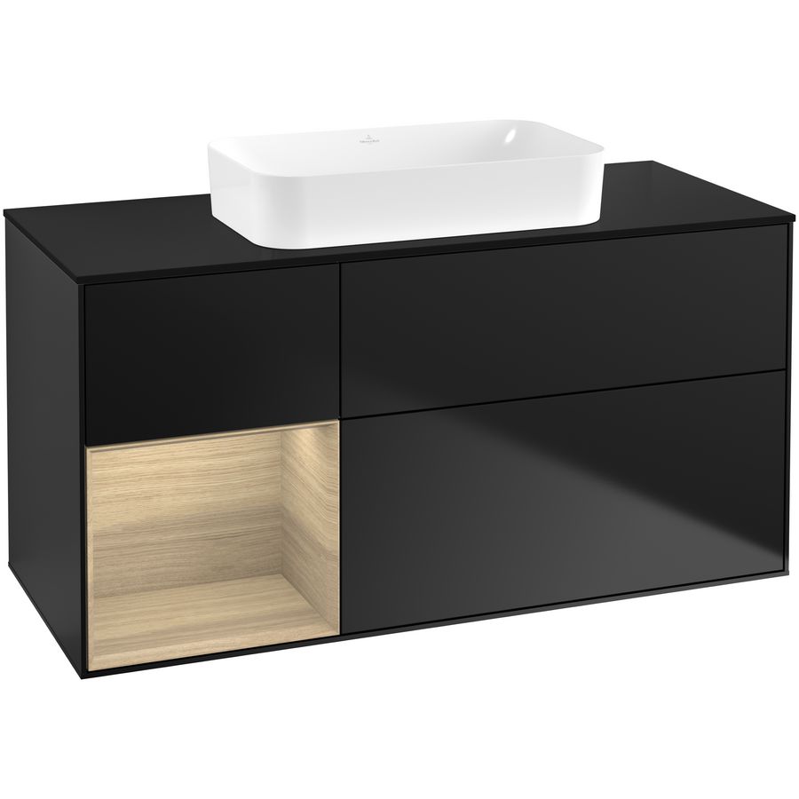 Wastafelonderkast Finion 1200x603x501mm Black Matt Lacquer F702PCPD