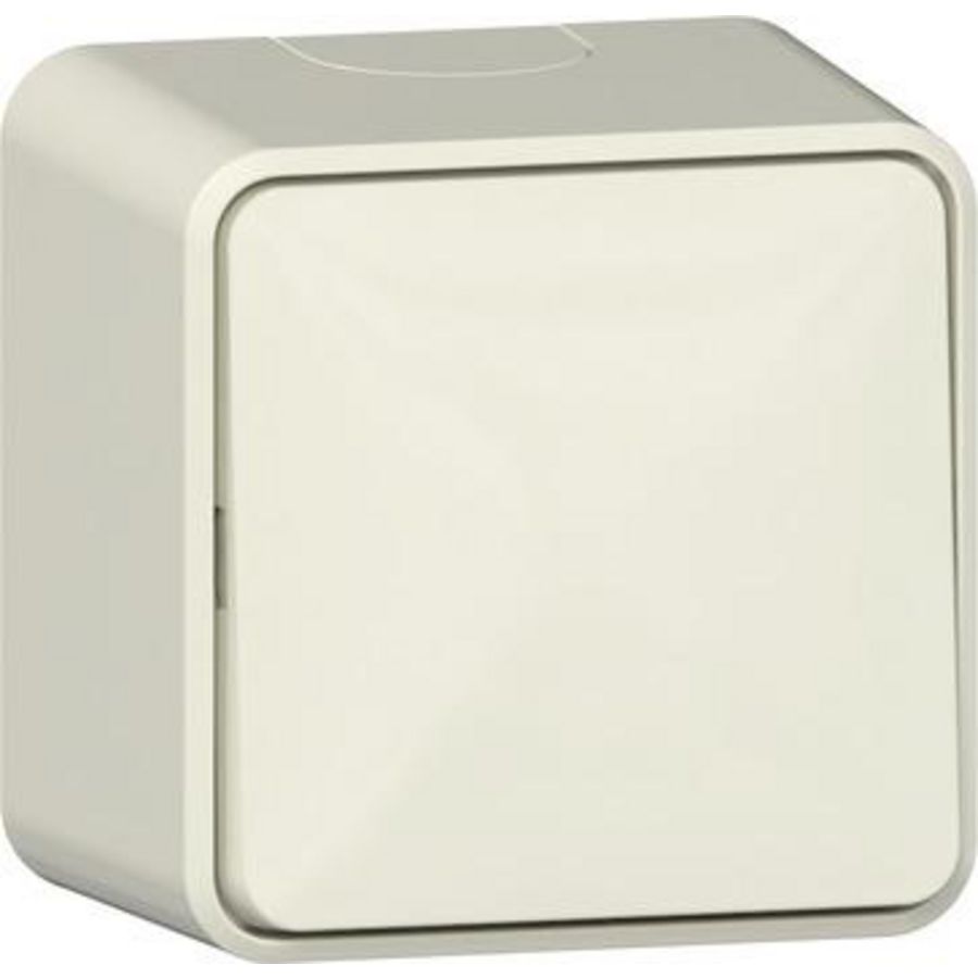 Wipschakelaar uit-wis + montageplaat Opbouw creme wit