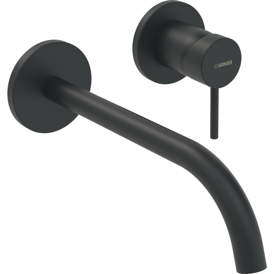 Wandafbouwset HANSAPUBLIC wandmengkraan vaste uitloop, inkortbare sprong 235-300mm Ø19mm mat zwart