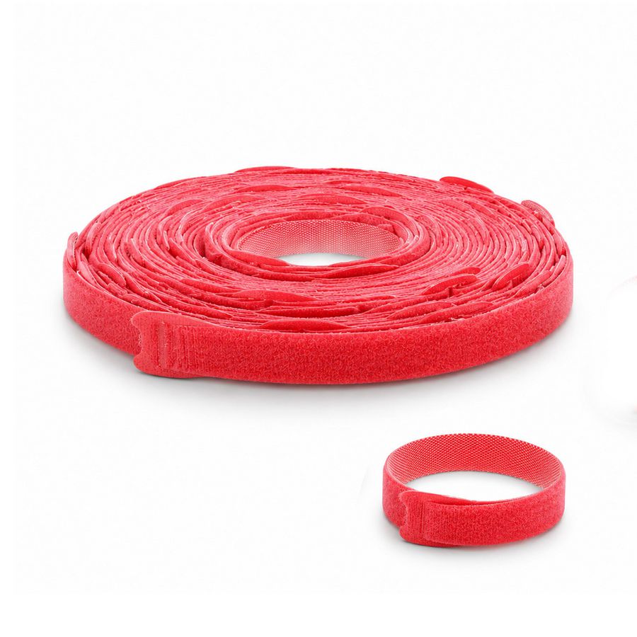 Rol a 16,6m. klittenband / bundelband 20mm rood (voorgestanst 50st.-330mm)