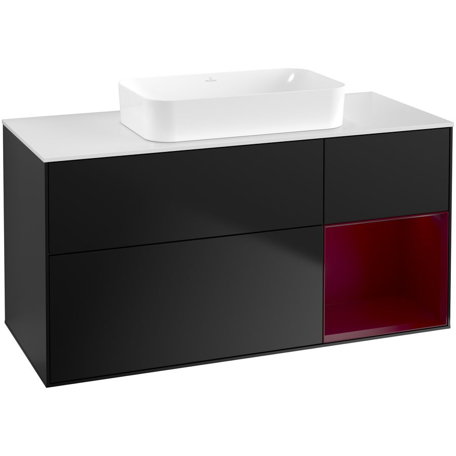 Wastafelonderkast Finion 1200x603x501mm Black Matt Lacquer F711HBPD