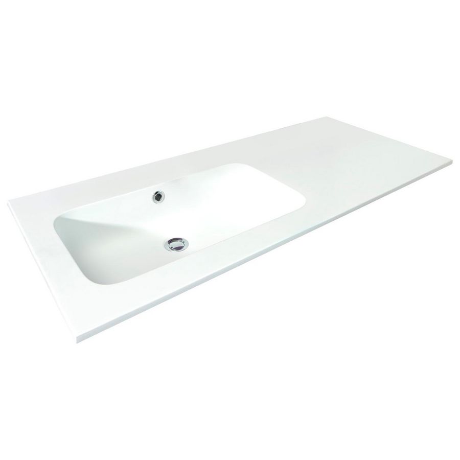 AFZ Wastafel 34 kunstmarmer wit 160,5x1,5cm 1waskom zonder kr.gat