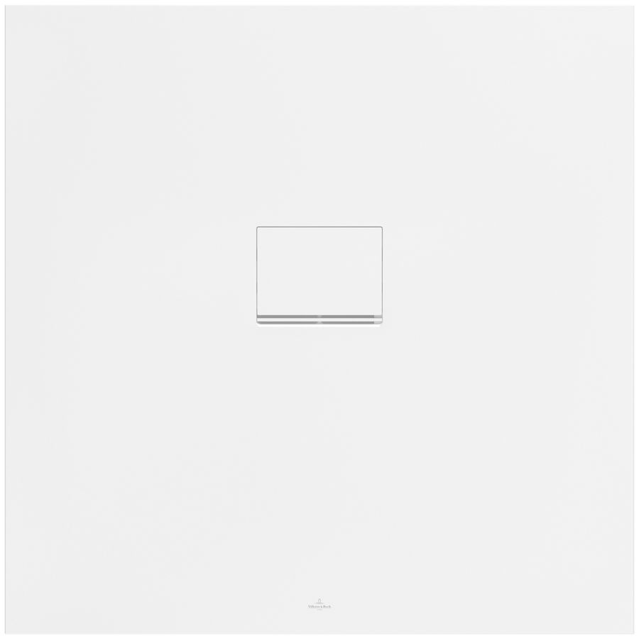 Douchebak Squaro Superfl. 1000x1000mm Quaryl met afvoerkap Ston.wit