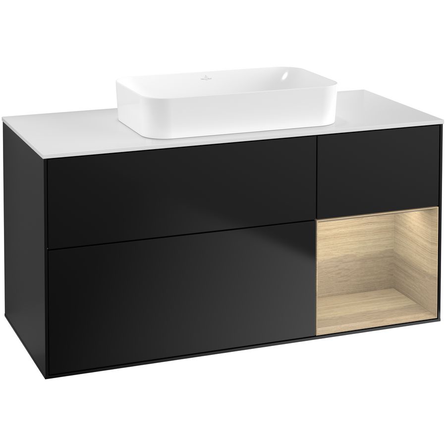 Wastafelonderkast Finion 1200x603x501mm Black Matt Lacquer F711PCPD