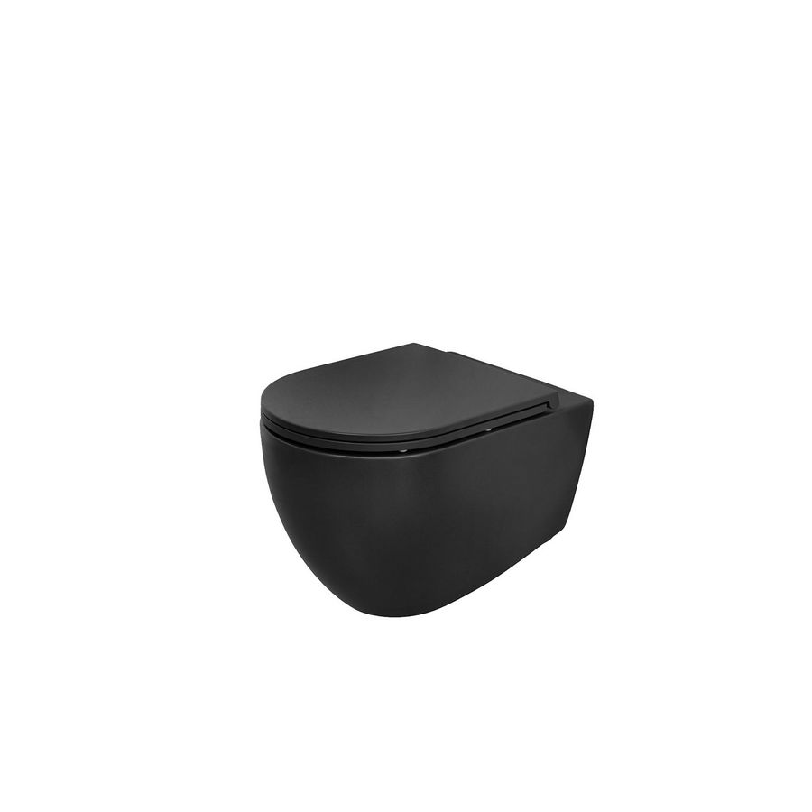 Wandcloset combipack Kameleon zwart mat rimfree 530mm incl. zitting softclose