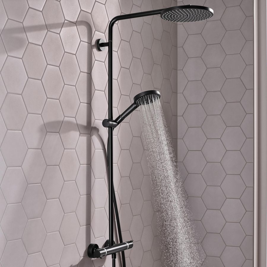 Showerpipe Raindance S 240 1 straalsoort PowderRain EcoSmart mat zwart