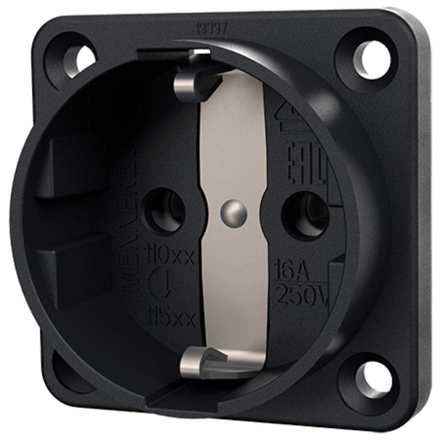 Inbouwwandcontactdoos 16A 2P+A 230V IP20 SCHUKO zwart