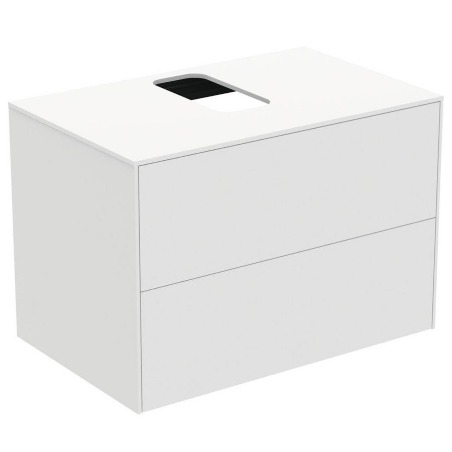 Wastafelmeubel CONCA 80x50x55cm 2x la met afdekblad met uitsnijding midden matt white