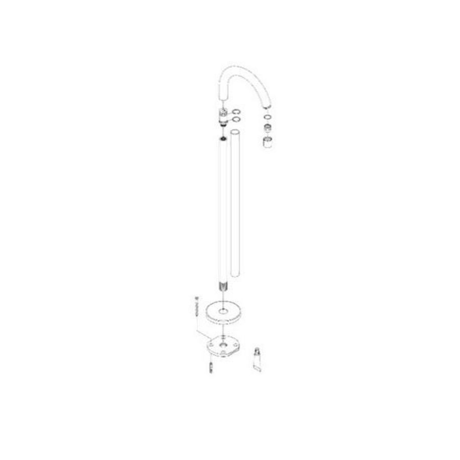 Vloeruitloop chroom staand draaibaar H1003mm