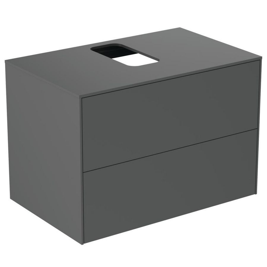Wastafelmeubel CONCA 80x50x55cm 2x la met afdekblad met uitsnijding midden matt anthracite
