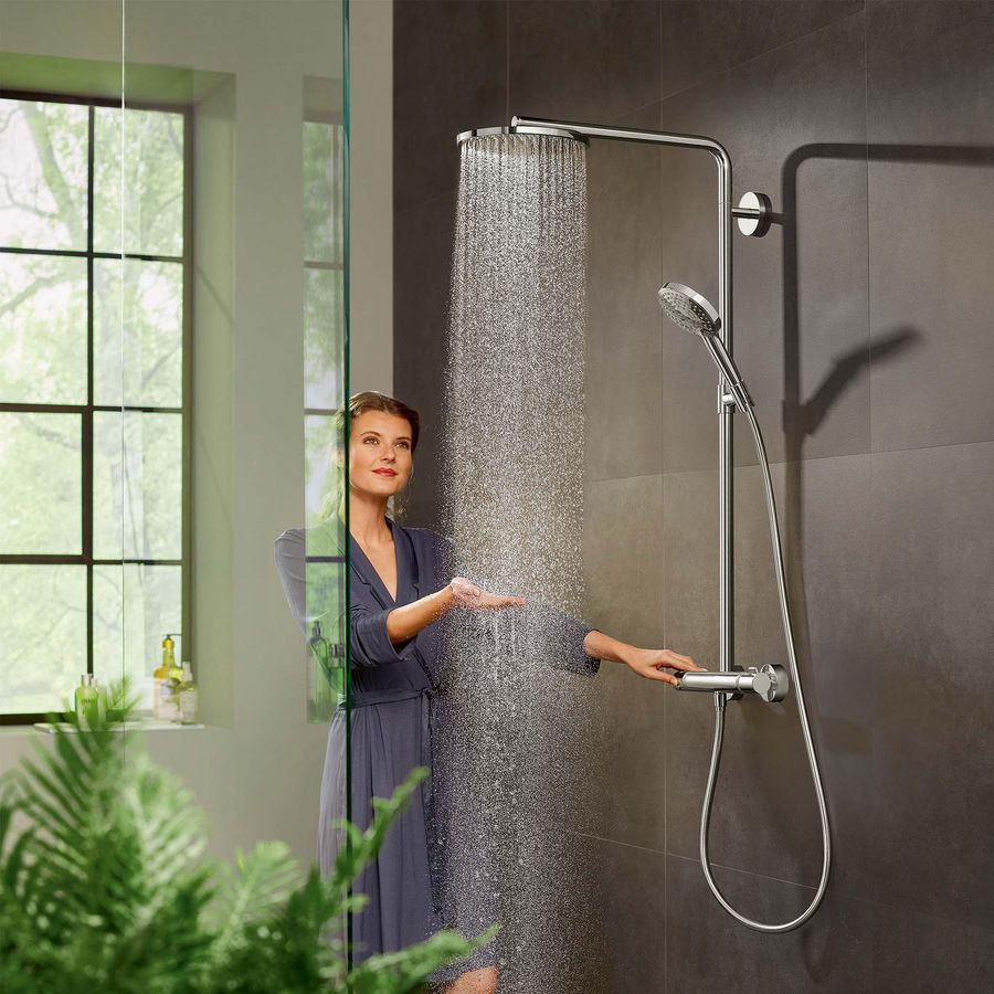 Showerpipe 240 1 straalsoort PowderRain EcoSmart thermostaat chroom