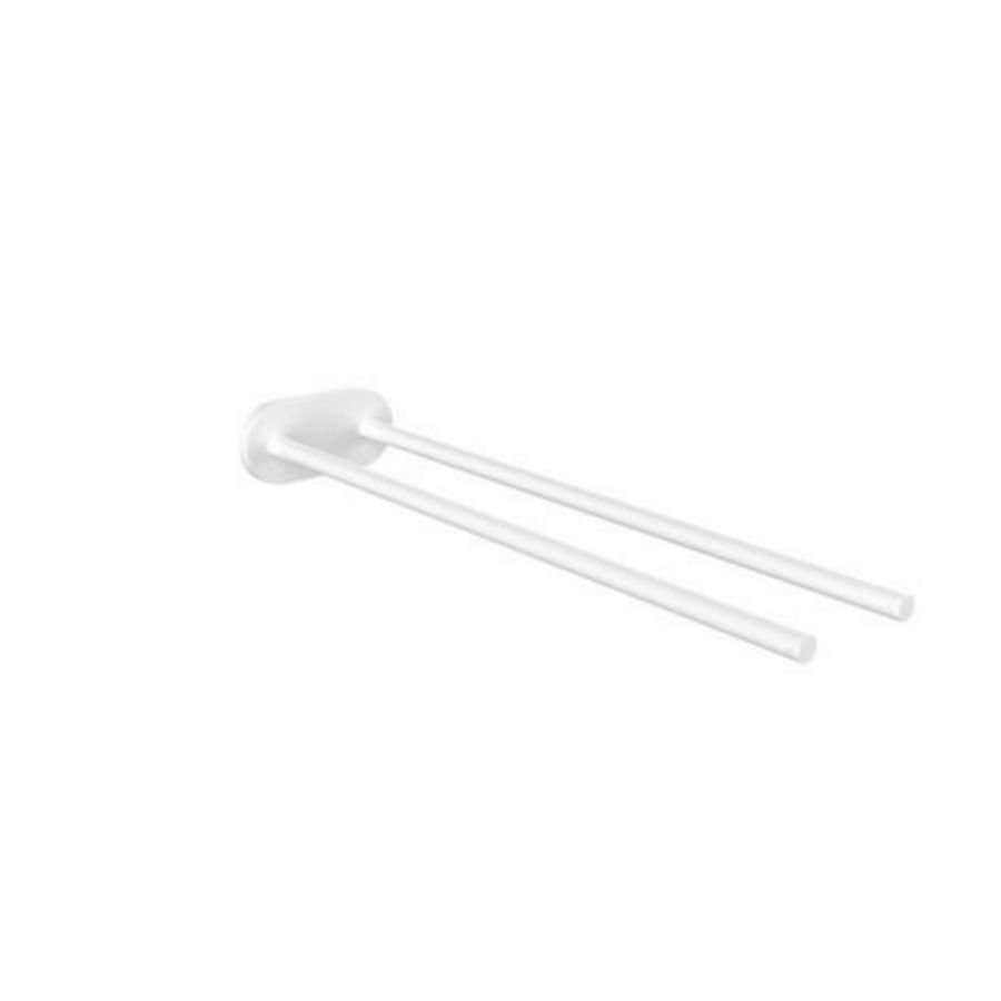 Round Handdoekhouder vaste uitvoering 2-armig 400mm wit