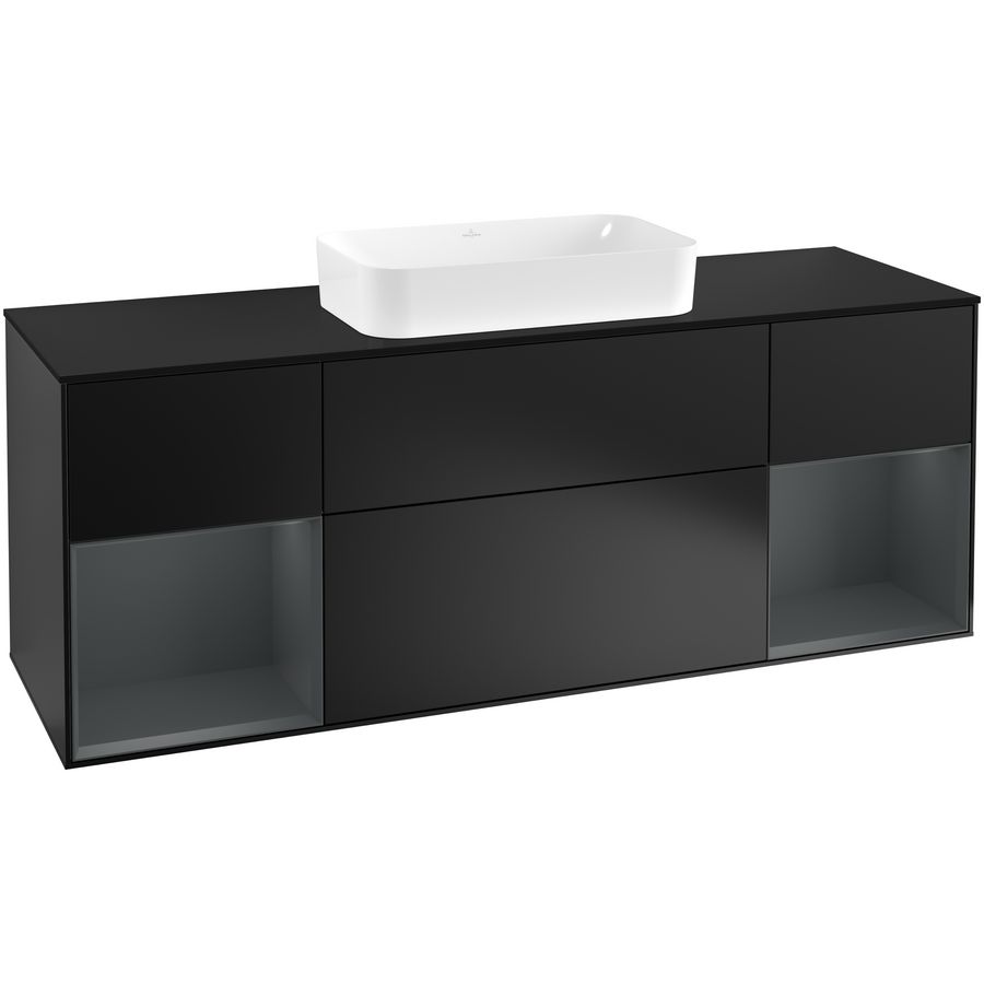 Wastafelonderkast Finion 1600x603x501mm Black Matt Lacquer G332HGPD