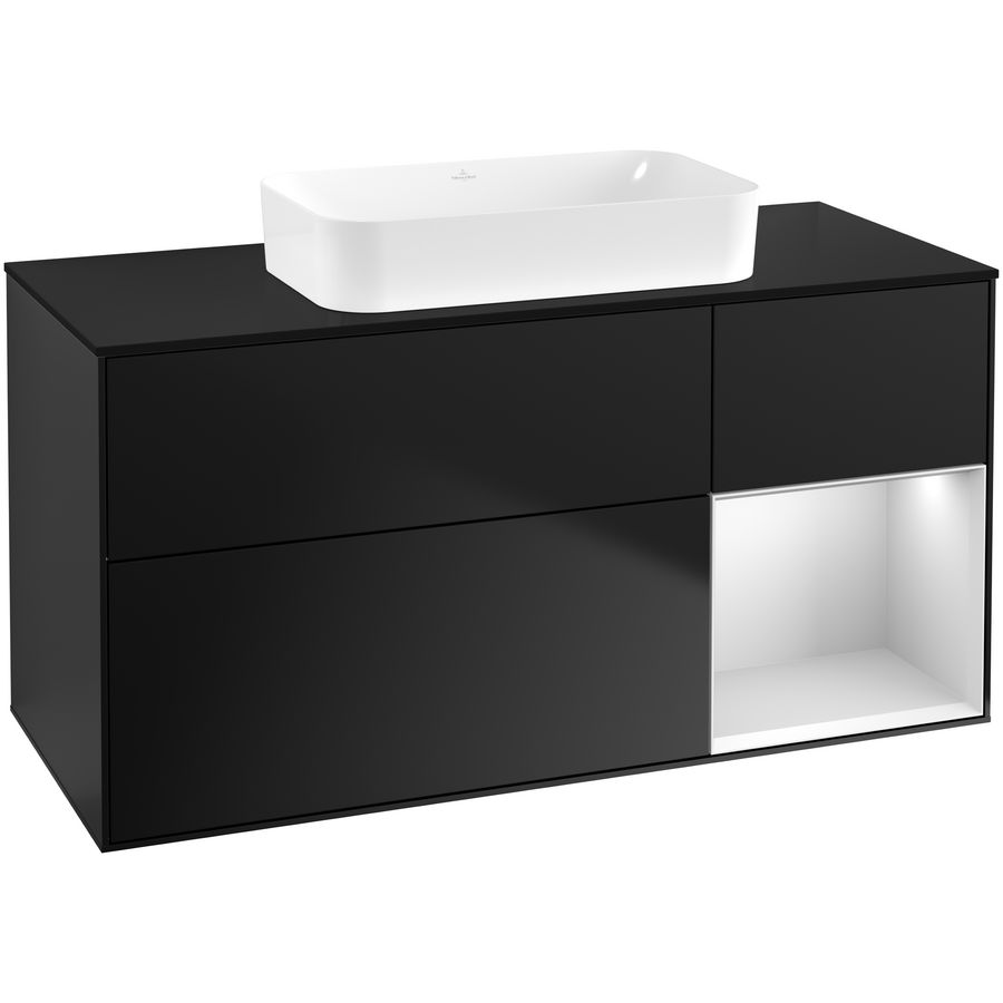 Wastafelonderkast Finion 1200x603x501mm Black Matt Lacquer F712MTPD
