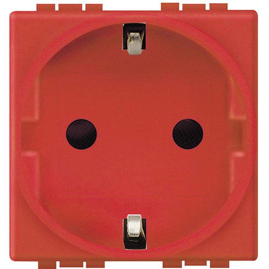 Wandcontactdoos 2p+t 10/16A kindveil.rood 2 mod. Livinglight