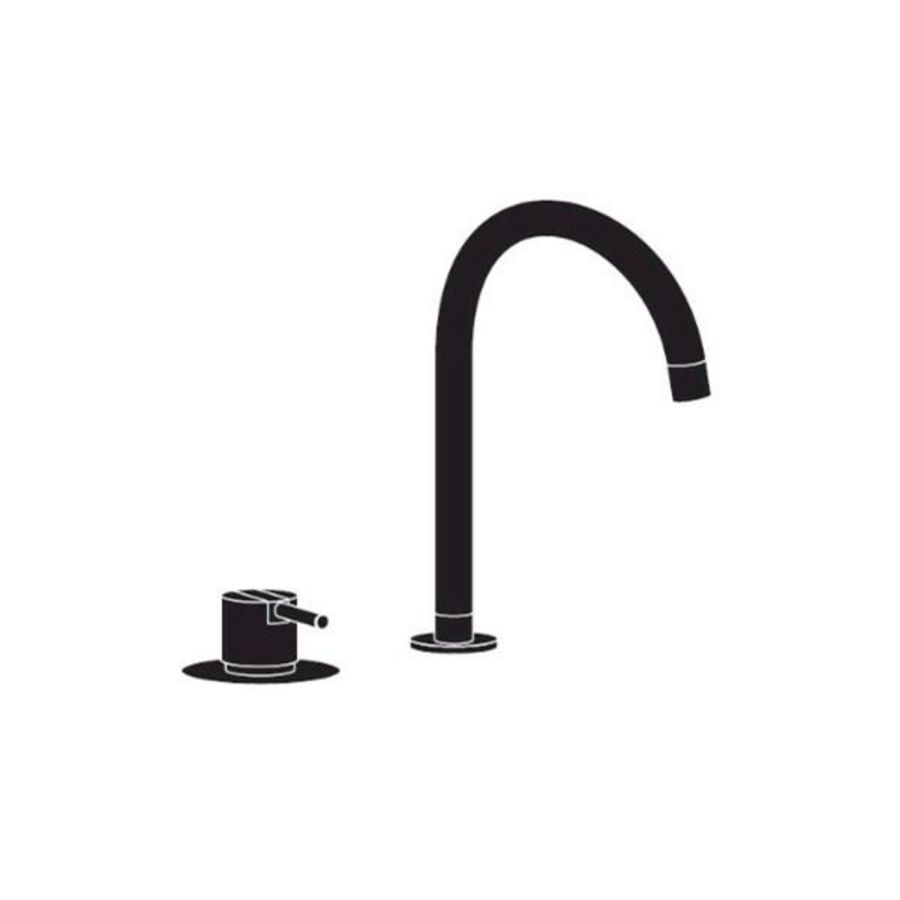 Monoknop wastafelkraan chroom 2-gats draaibare uitloop 220mm H265mm