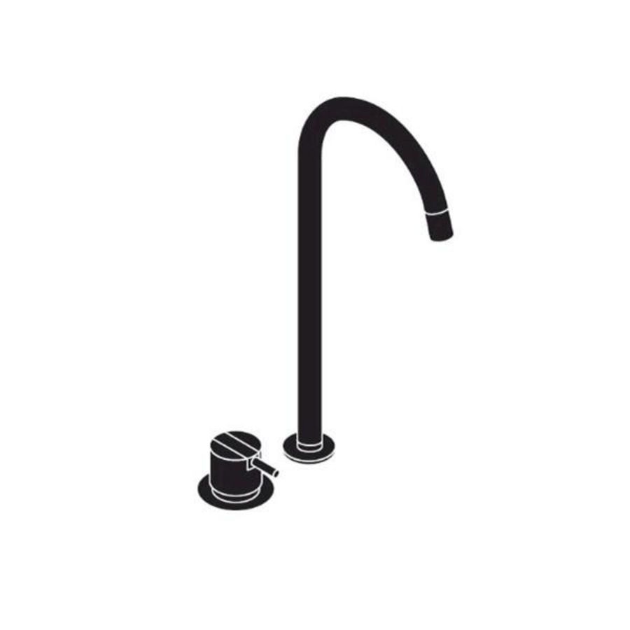 Monoknop wastafelkraan chroom 2-gats draaibare uitloop 145mm H355mm