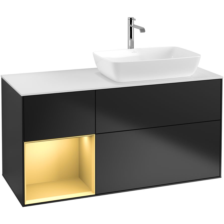 Wastafelonderkast Finion 1200x603x501mm Black Matt Lacquer F801HFPD