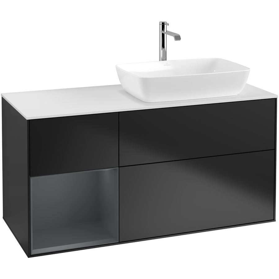 Wastafelonderkast Finion 1200x603x501mm Black Matt Lacquer F801HGPD