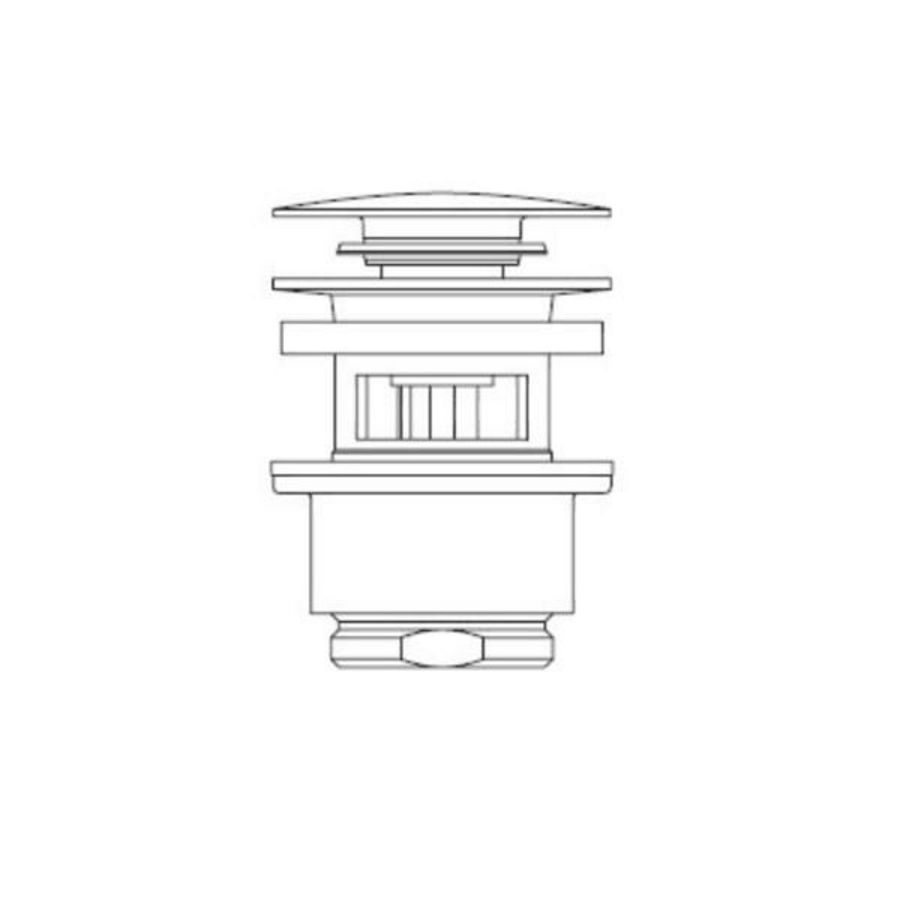 Afvoerplug 1.1/4" m.overloop RVS geborst. m.push open